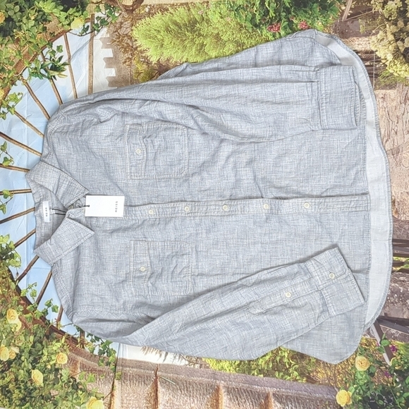 REISS grey Mimi casual button down long sleeve shirt size 14 - Picture 2 of 10